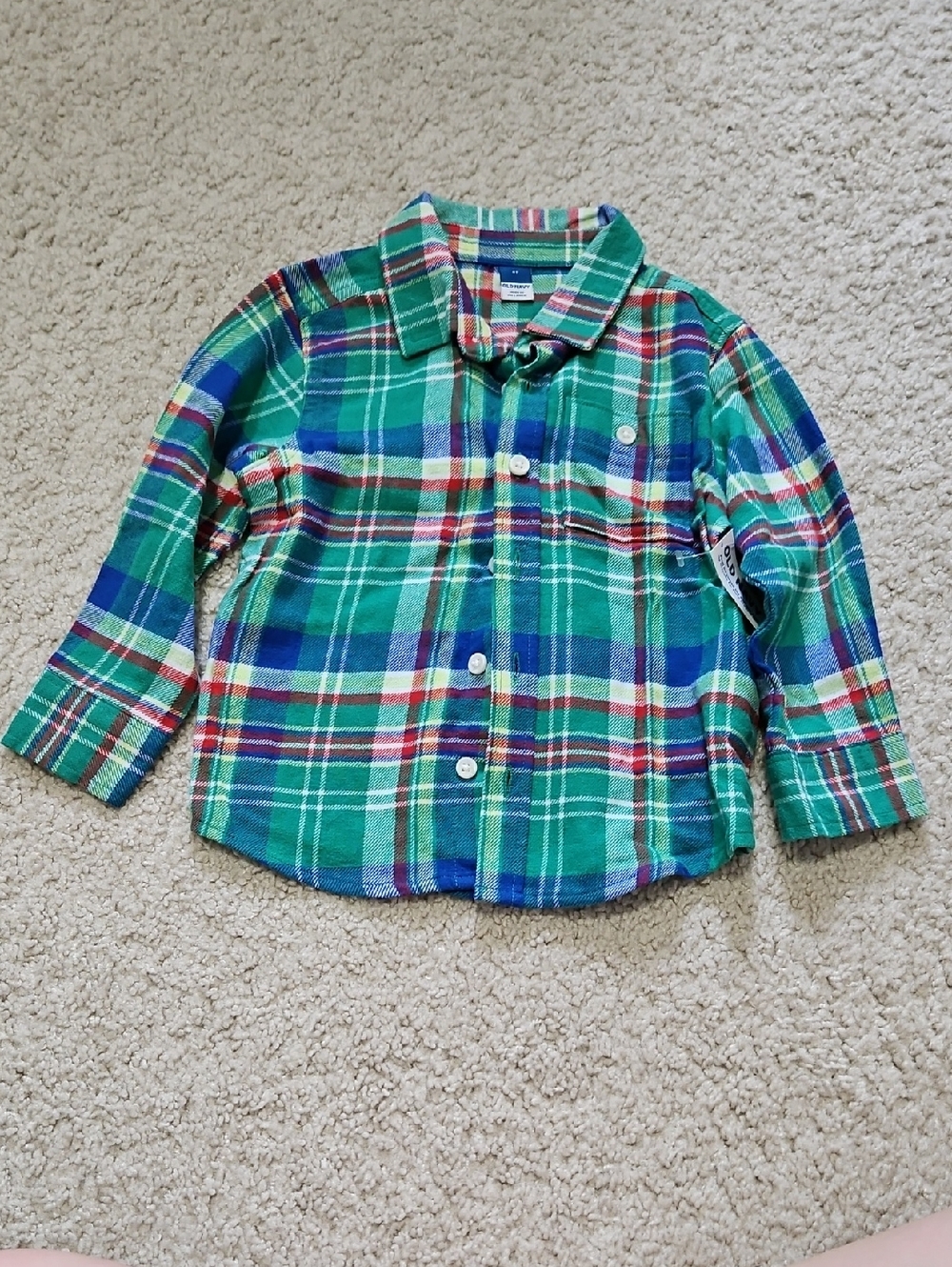 Old Navy Green Plaid Button-Down Shirt for Kids